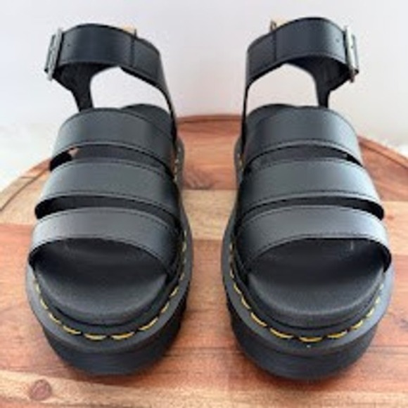 Dr Martens V Blaire Gladiator Platform Sandals Black Leather Buckle Chunky Sole - Picture 2 of 13